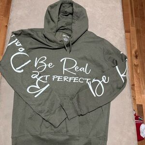 ON FIRE Olive Green Hoodie unisex size large